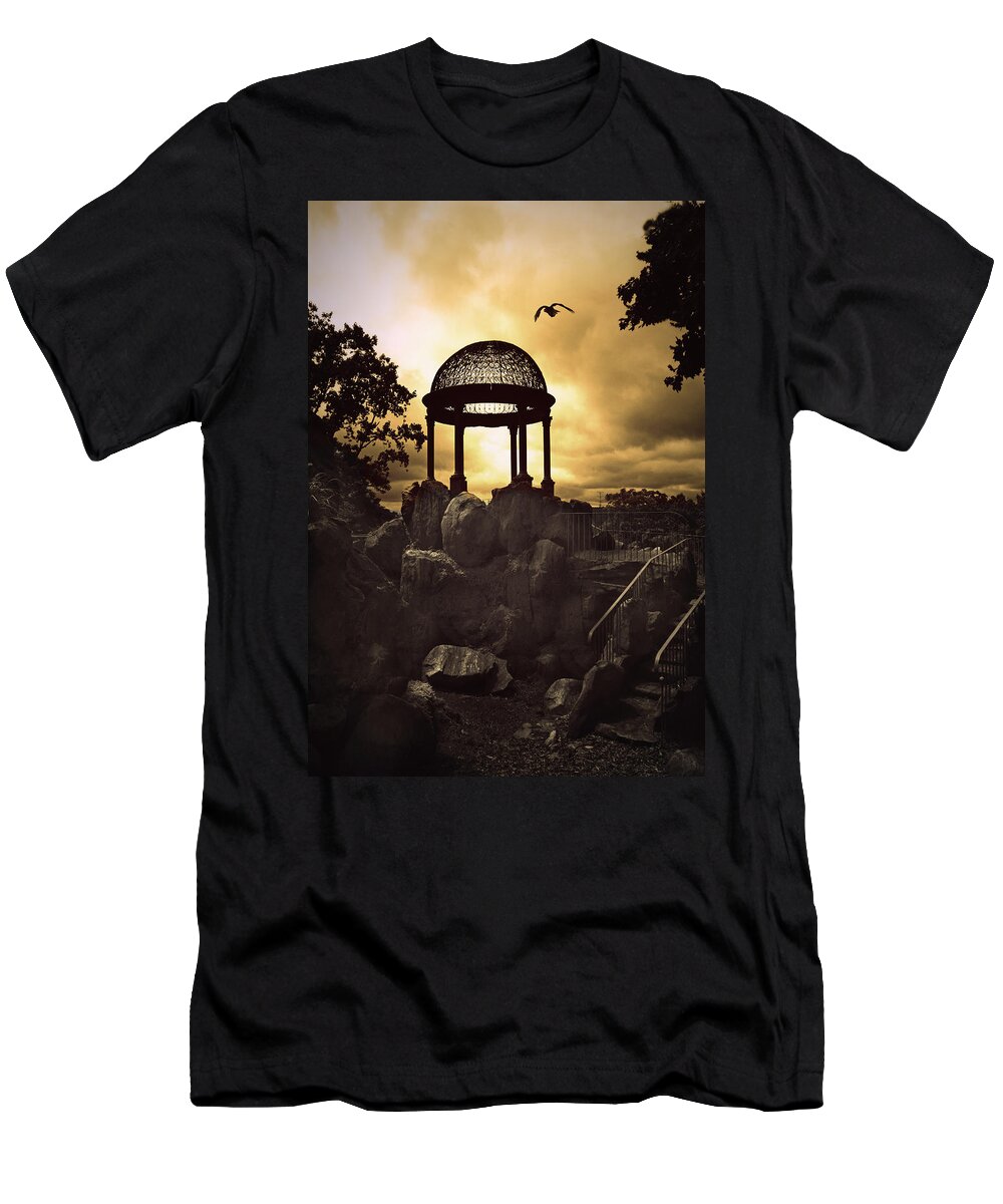 Untermyer Garden T-Shirt featuring the photograph Twilight Temple by Jessica Jenney