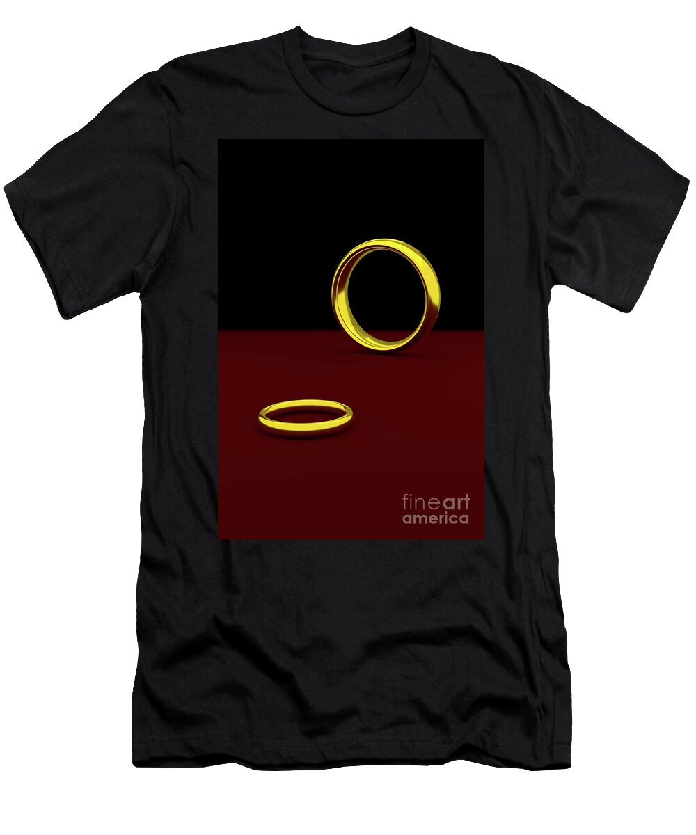Ring T-Shirt featuring the digital art Two wedding rings by Clayton Bastiani