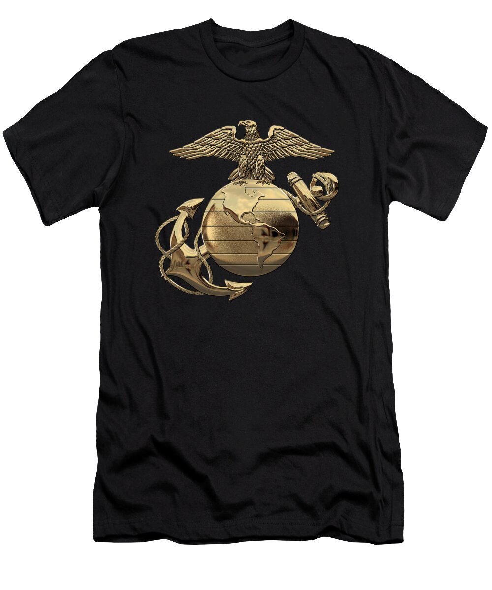 'usmc' Collection By Serge Averbukh T-Shirt featuring the digital art U S M C Eagle Globe and Anchor - N C O and Enlisted E G A over Black Velvet by Serge Averbukh