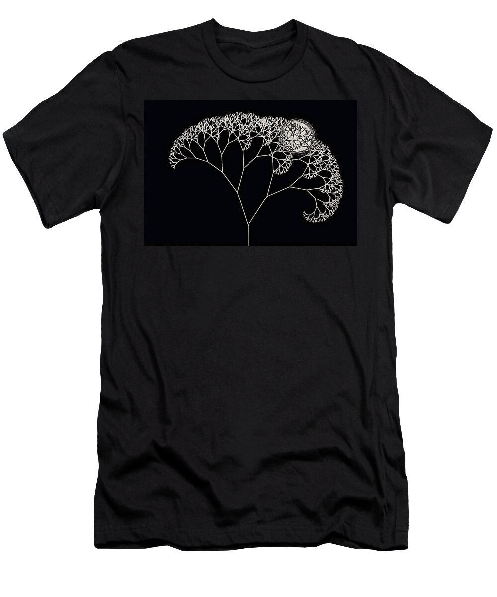 Abstract Fractal Tree T-Shirt featuring the painting Under a Pearl Moon by Susan Maxwell Schmidt