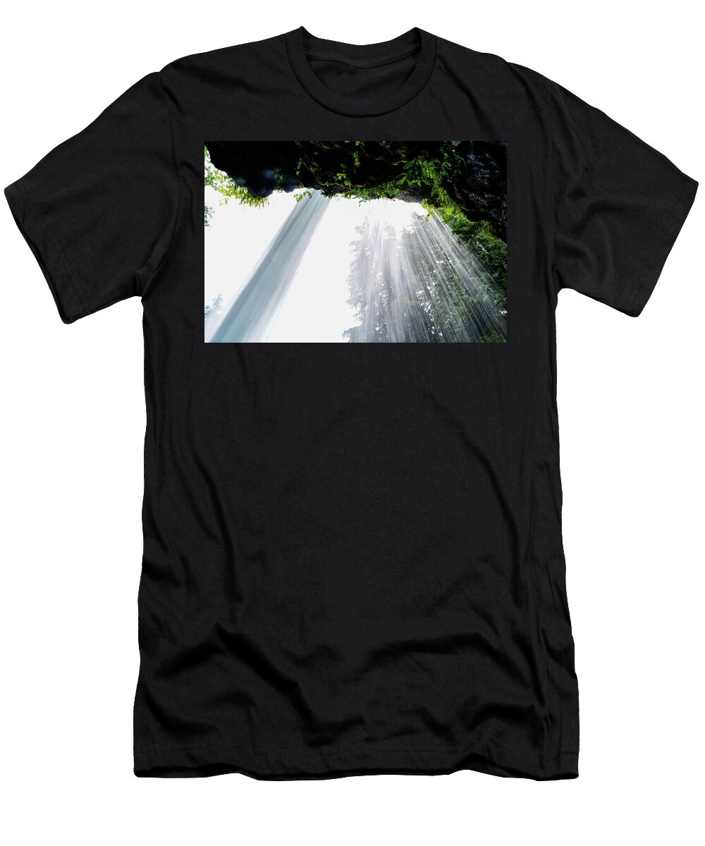 Tim Dussault T-Shirt featuring the photograph Under the Falls by Tim Dussault