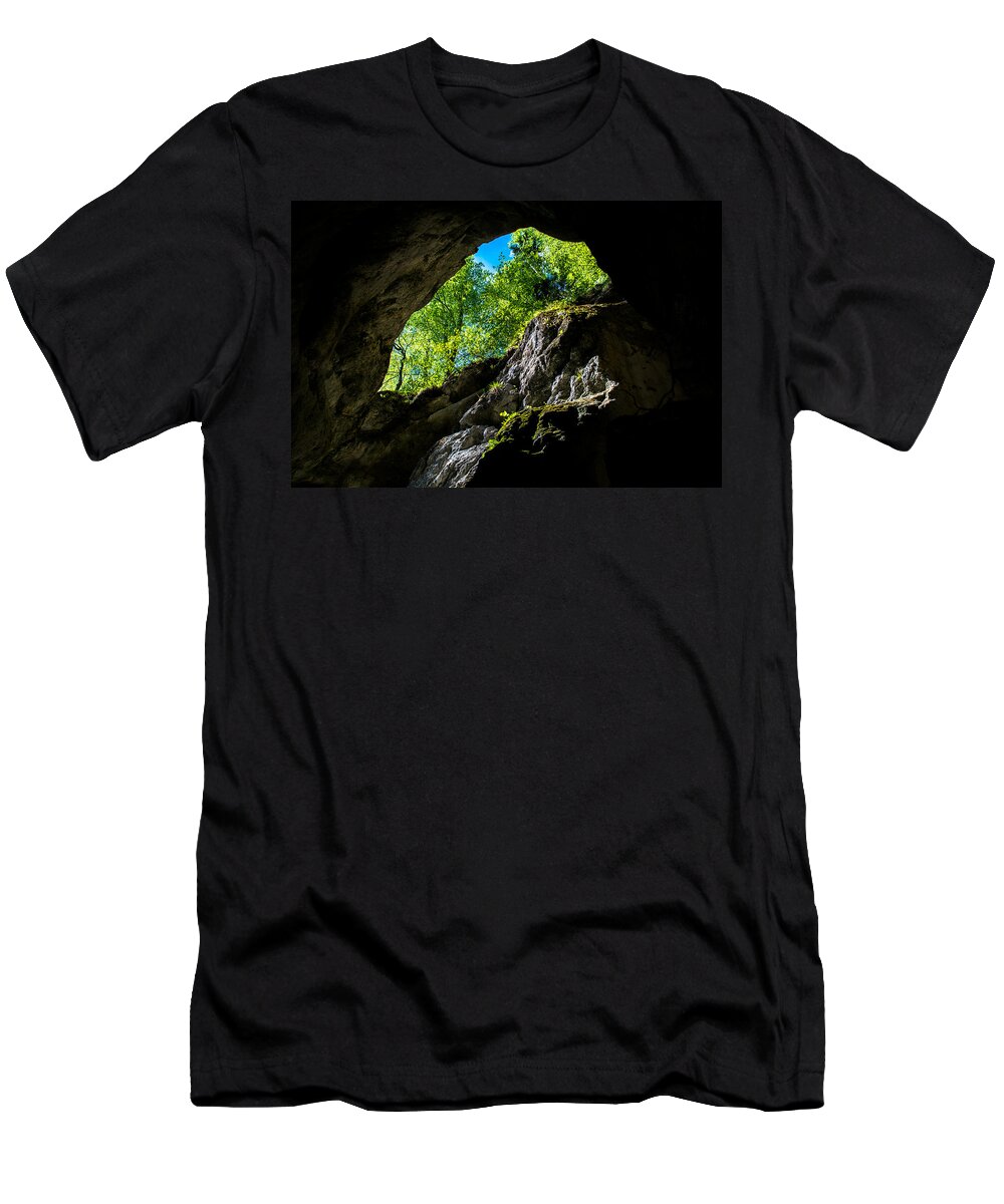 Cave T-Shirt featuring the photograph Underworld Exit by Andreas Berthold