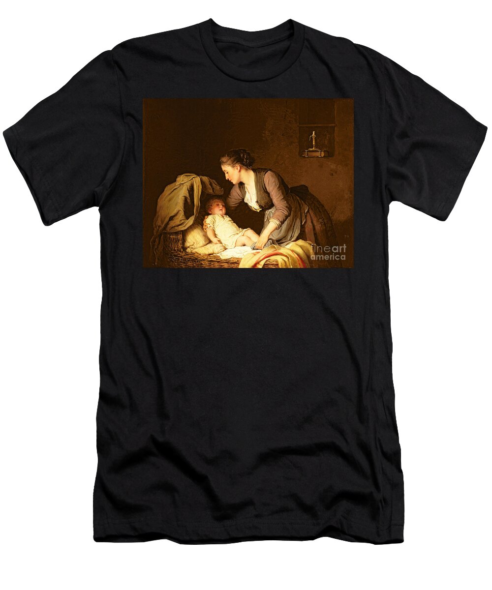 Undressing T-Shirt featuring the painting Undressing the Baby by Meyer von Bremen