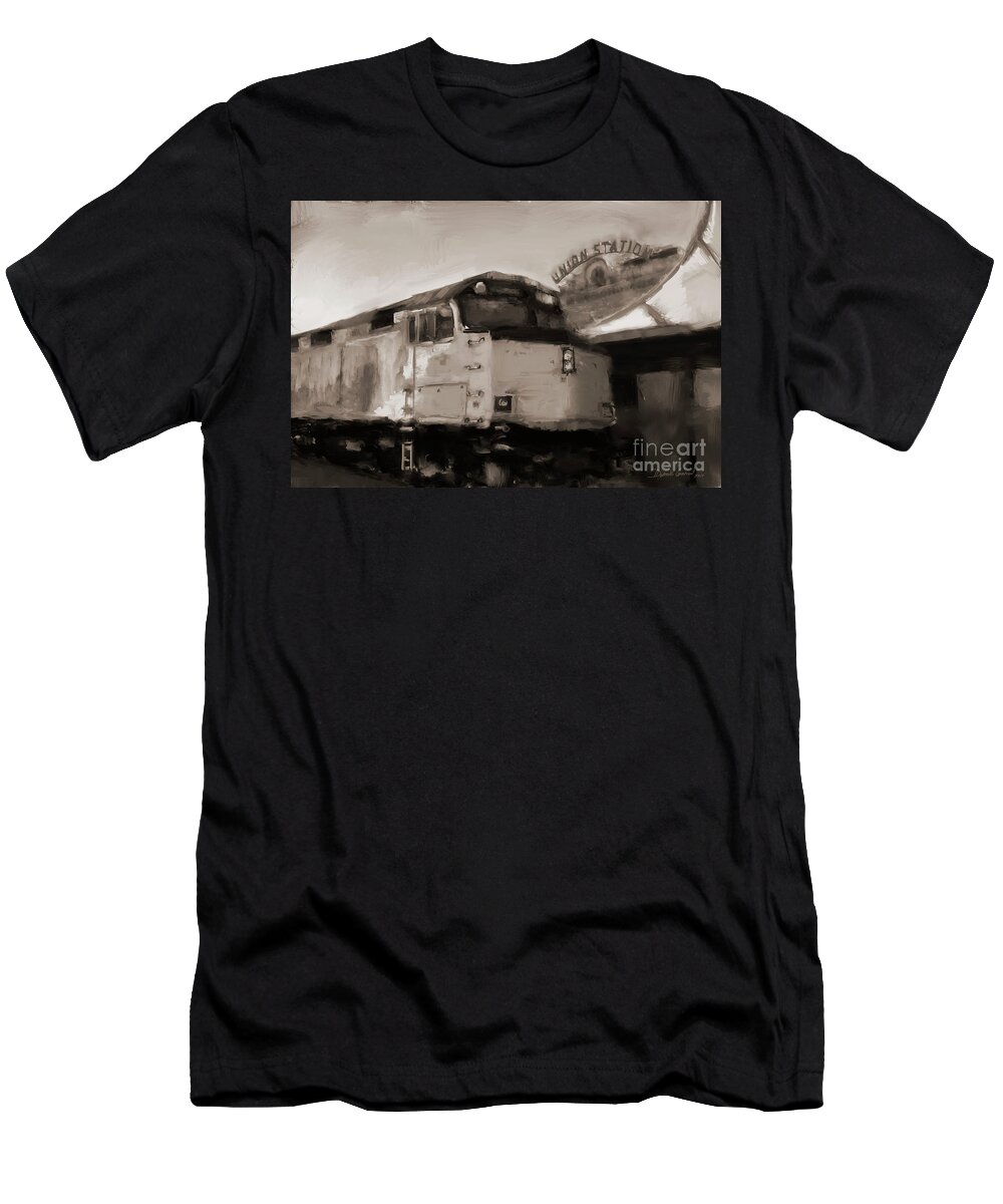 Train T-Shirt featuring the digital art Union Station Train by Dwayne Glapion