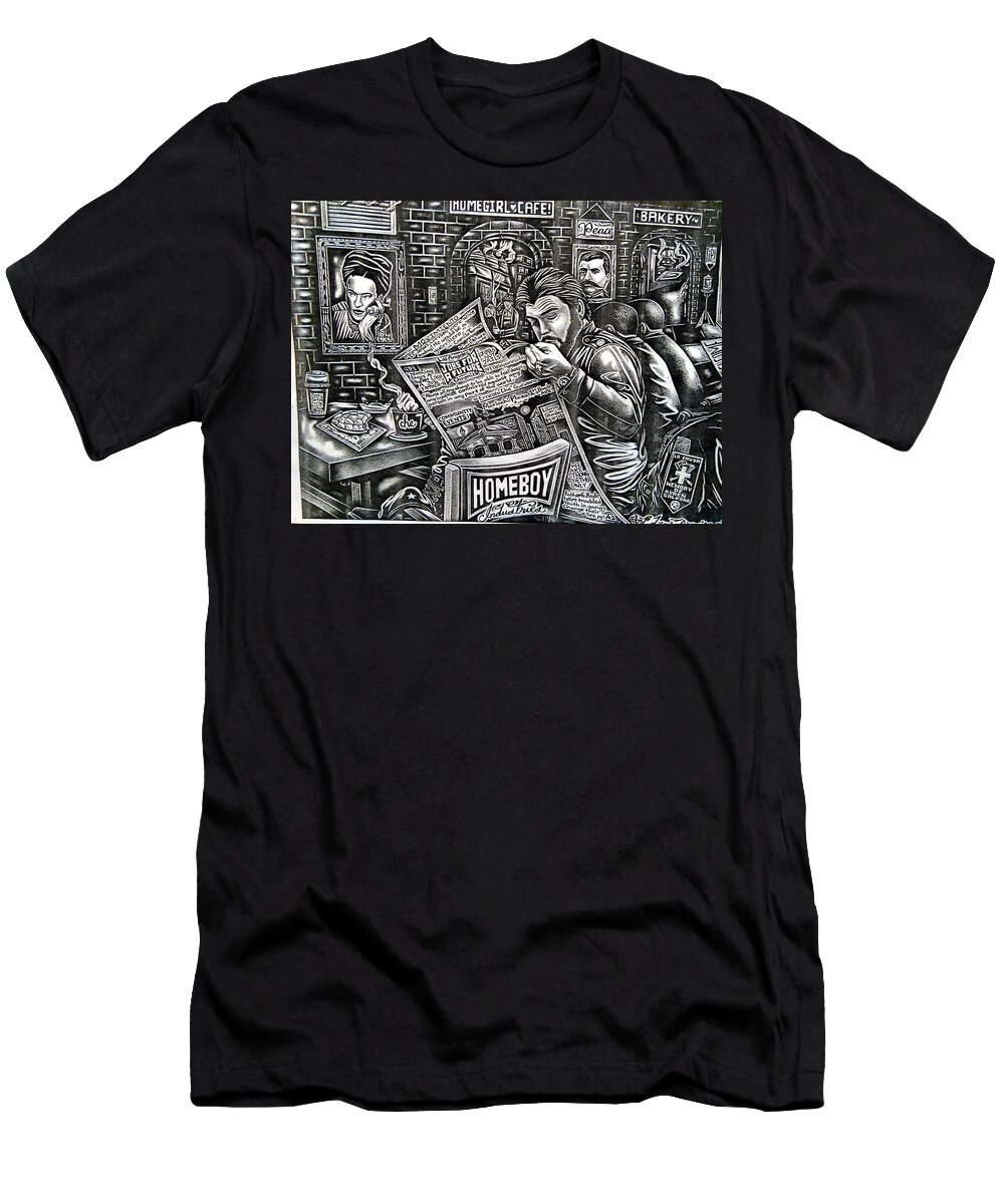 Mexican American T-Shirt featuring the drawing Untitled by Edgar Guerrilla Prince Aguirre