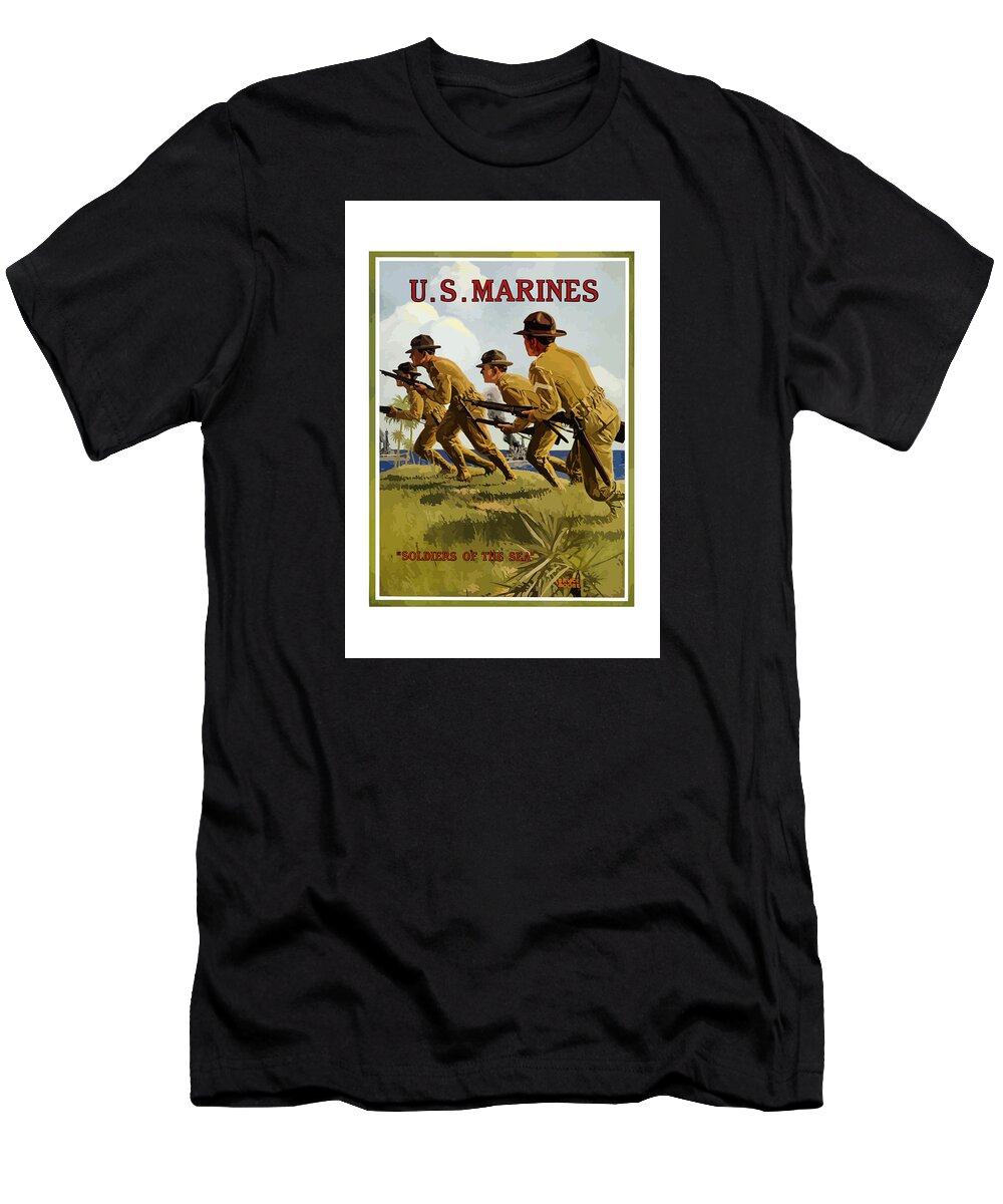 Marines T-Shirt featuring the painting US Marines - Soldiers Of The Sea by War Is Hell Store