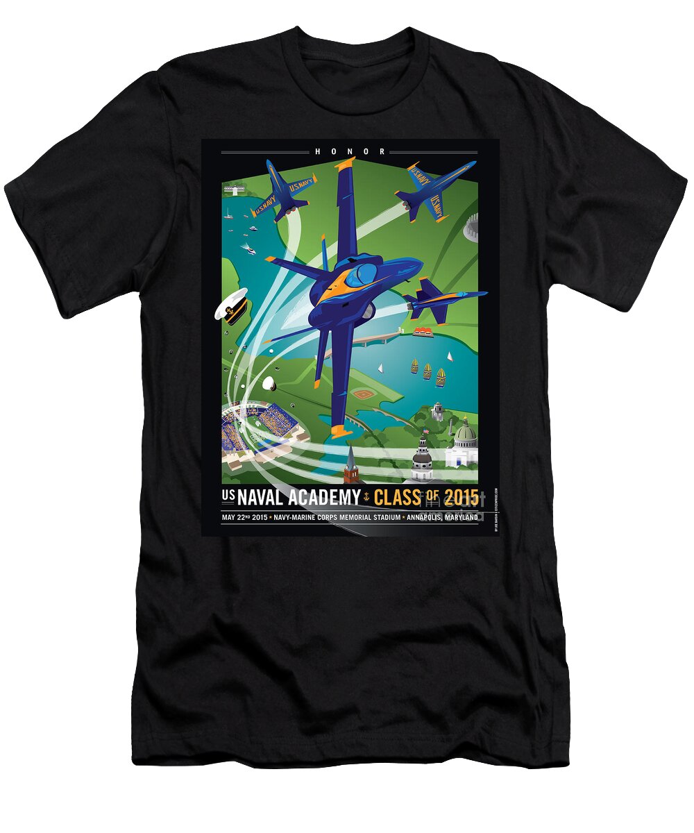 Usna T-Shirt featuring the digital art USNA Class of 2015 12 x 16 by Joe Barsin