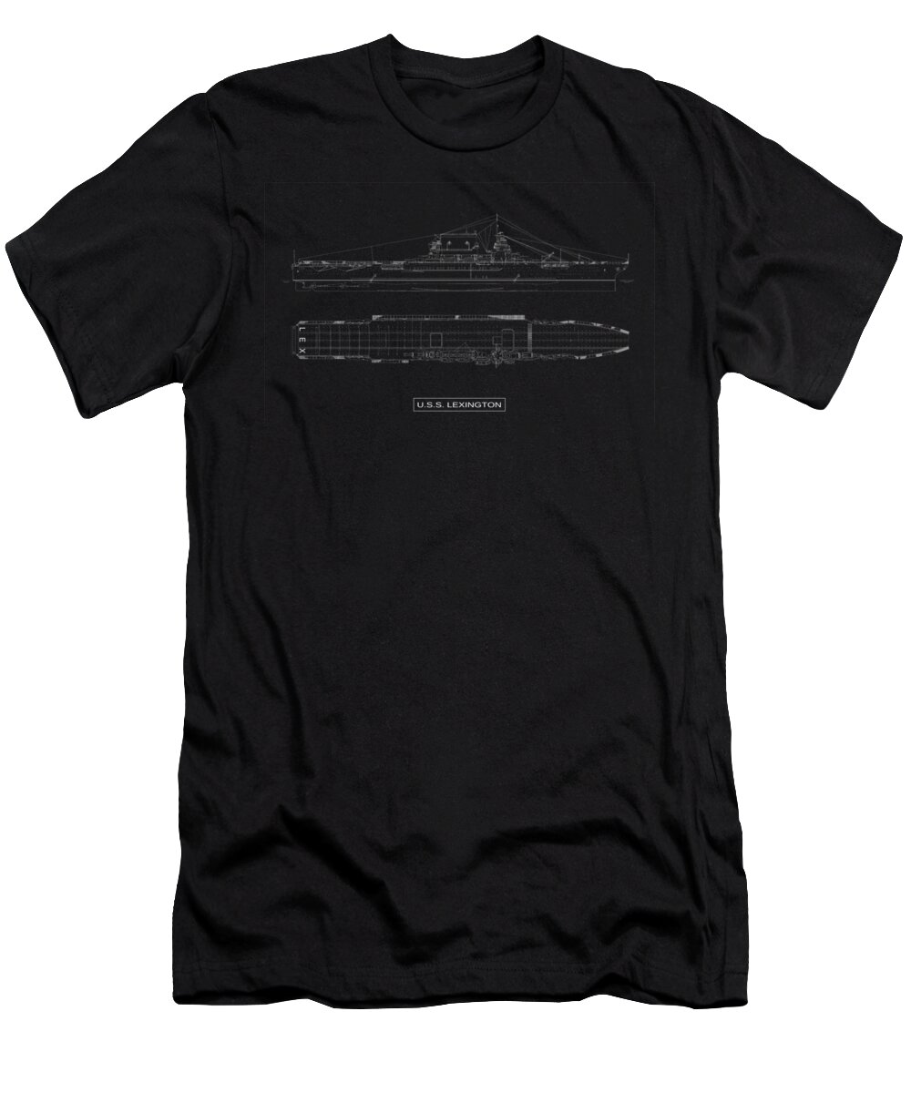 Uss Lexington T-Shirt featuring the digital art USS Lexington by DB Artist