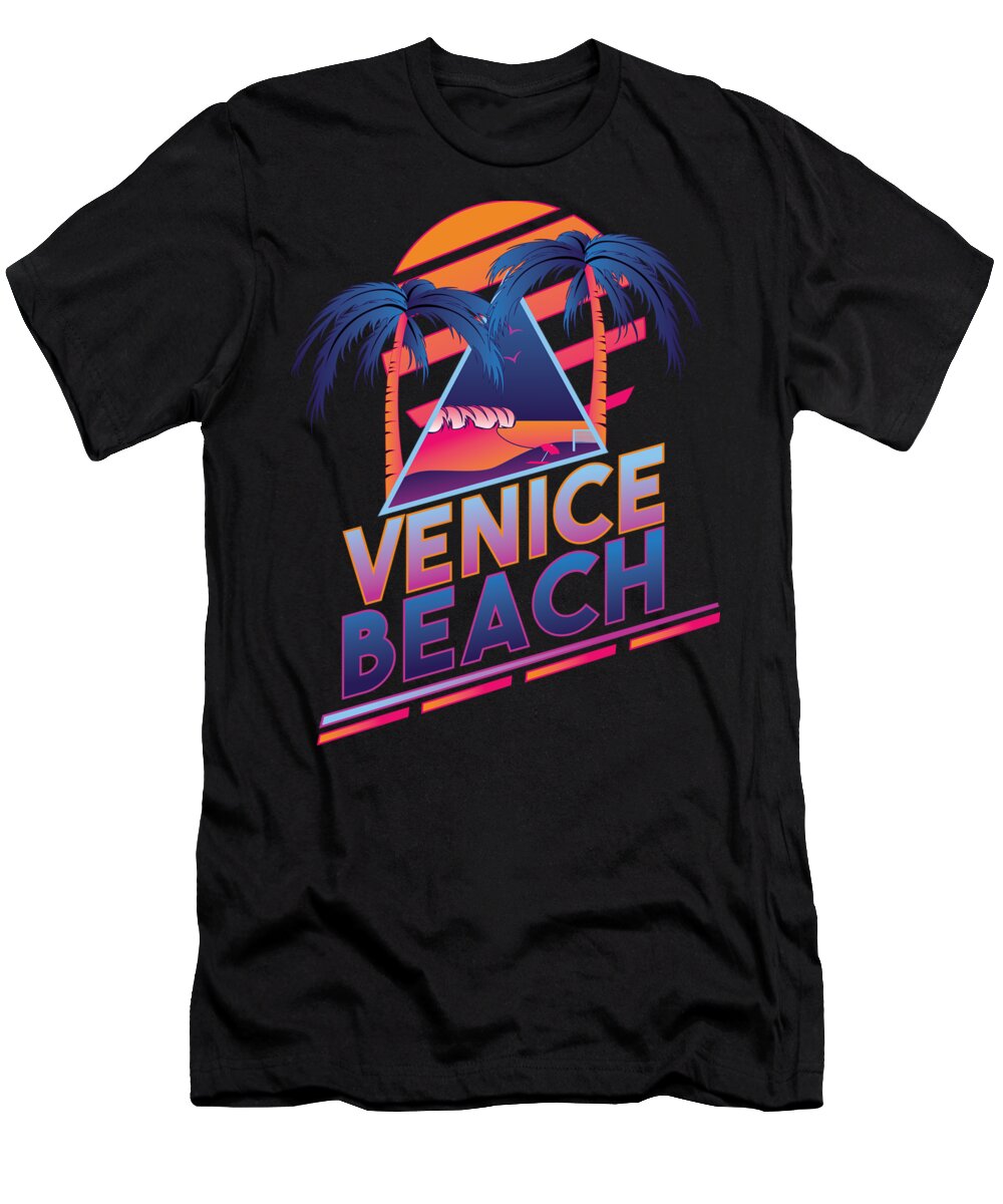 Venice Beach 80\'s Style T-Shirt by Alek Cummings - Pixels