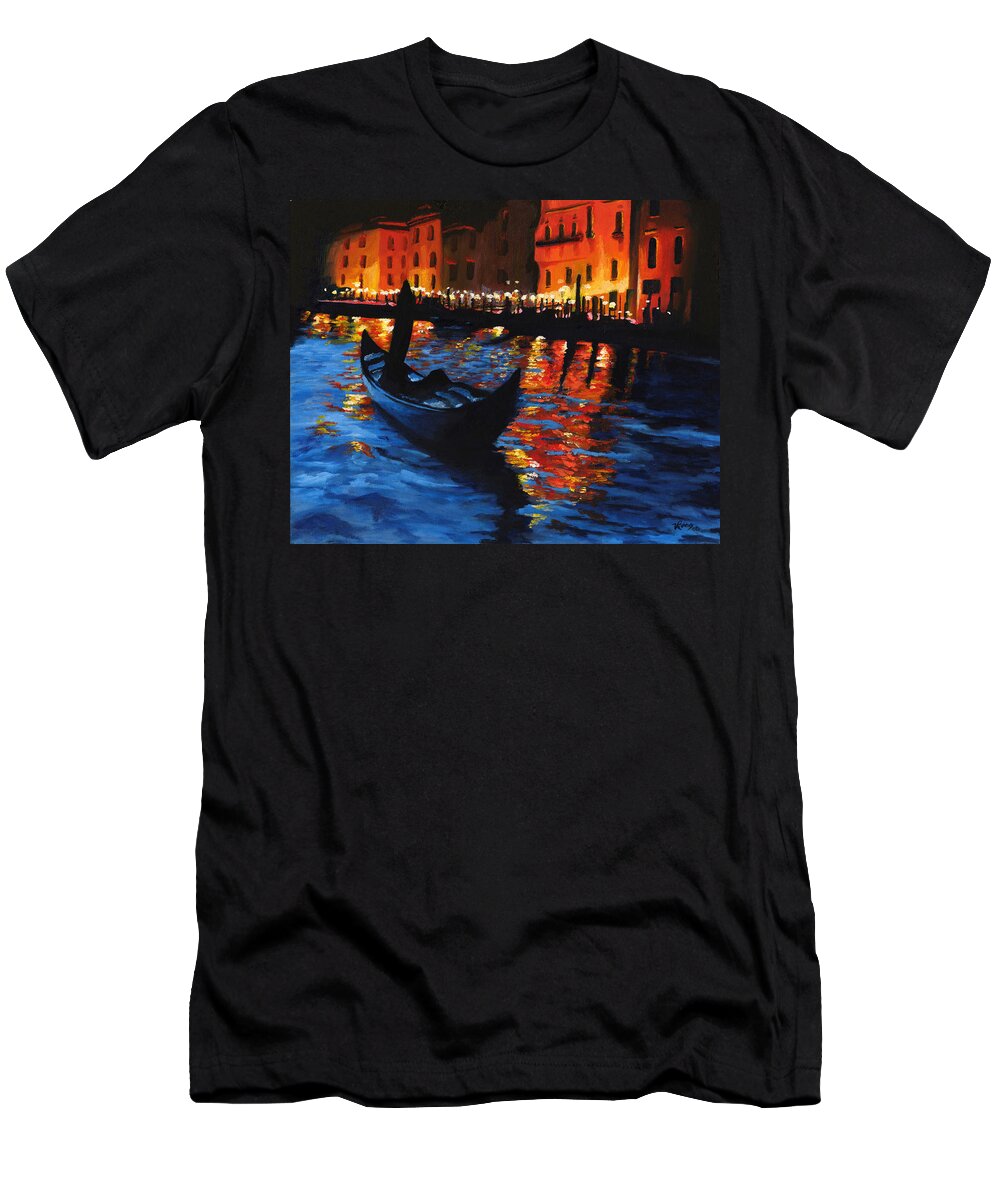 Landscape T-Shirt featuring the painting Venice Lights by Vic Ritchey