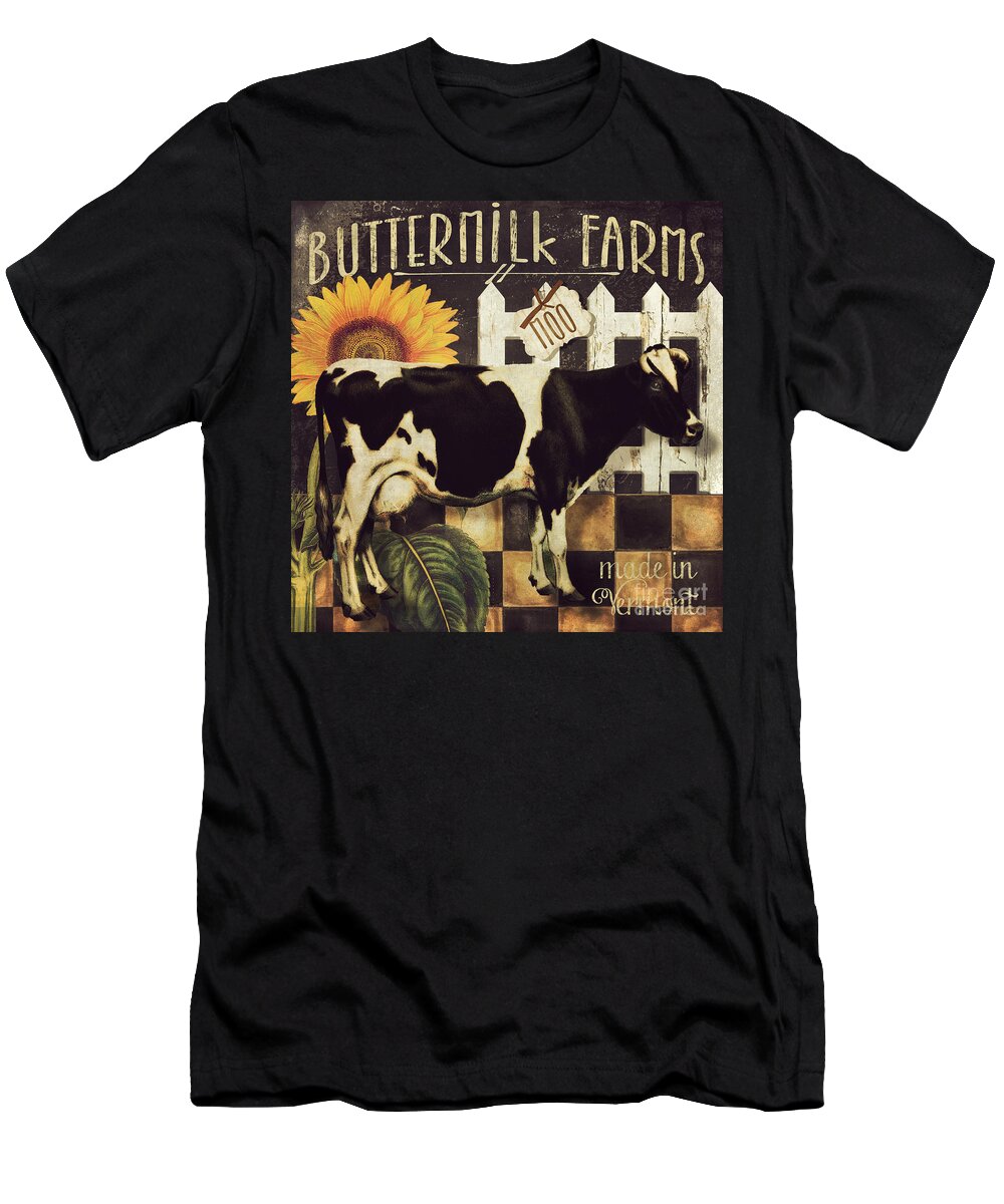 Buttermilk Farms T-Shirt featuring the painting Vermont Farms Cow by Mindy Sommers