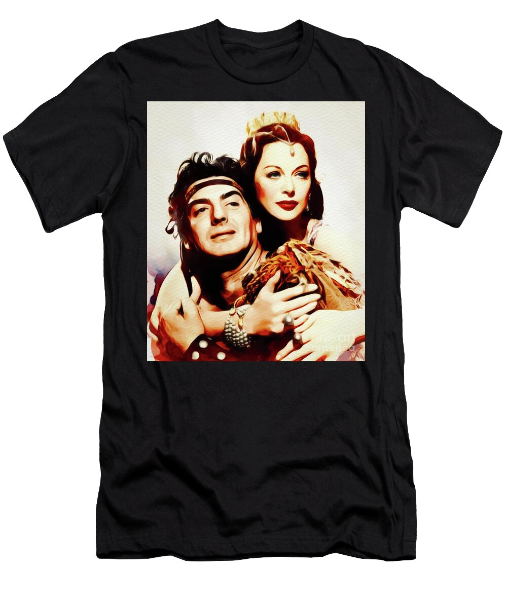 Victor T-Shirt featuring the painting Victor Mature and Hedy Lamarr by Esoterica Art Agency