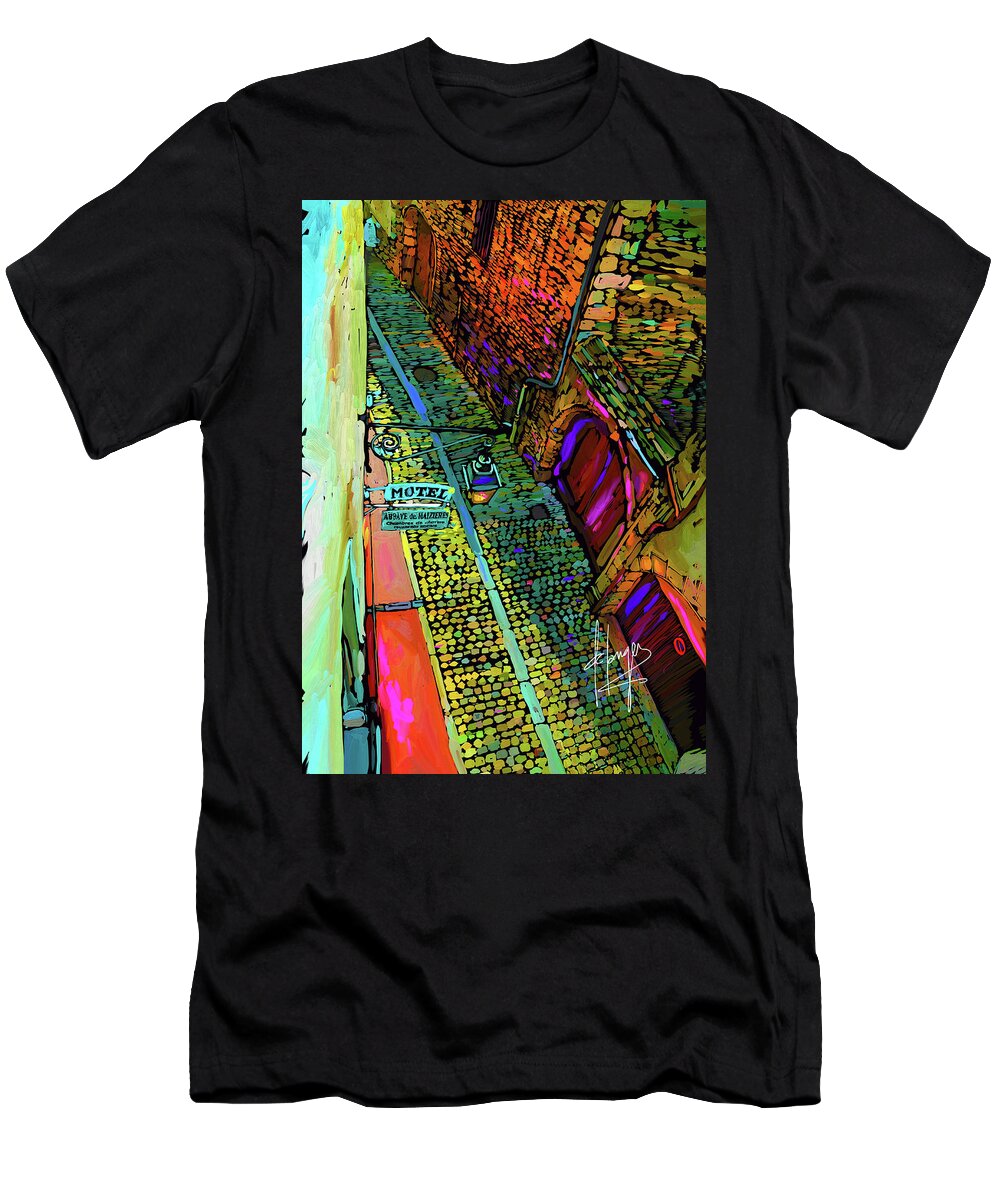 Beaune T-Shirt featuring the painting View From A Hotel Room, Beaune, France by DC Langer