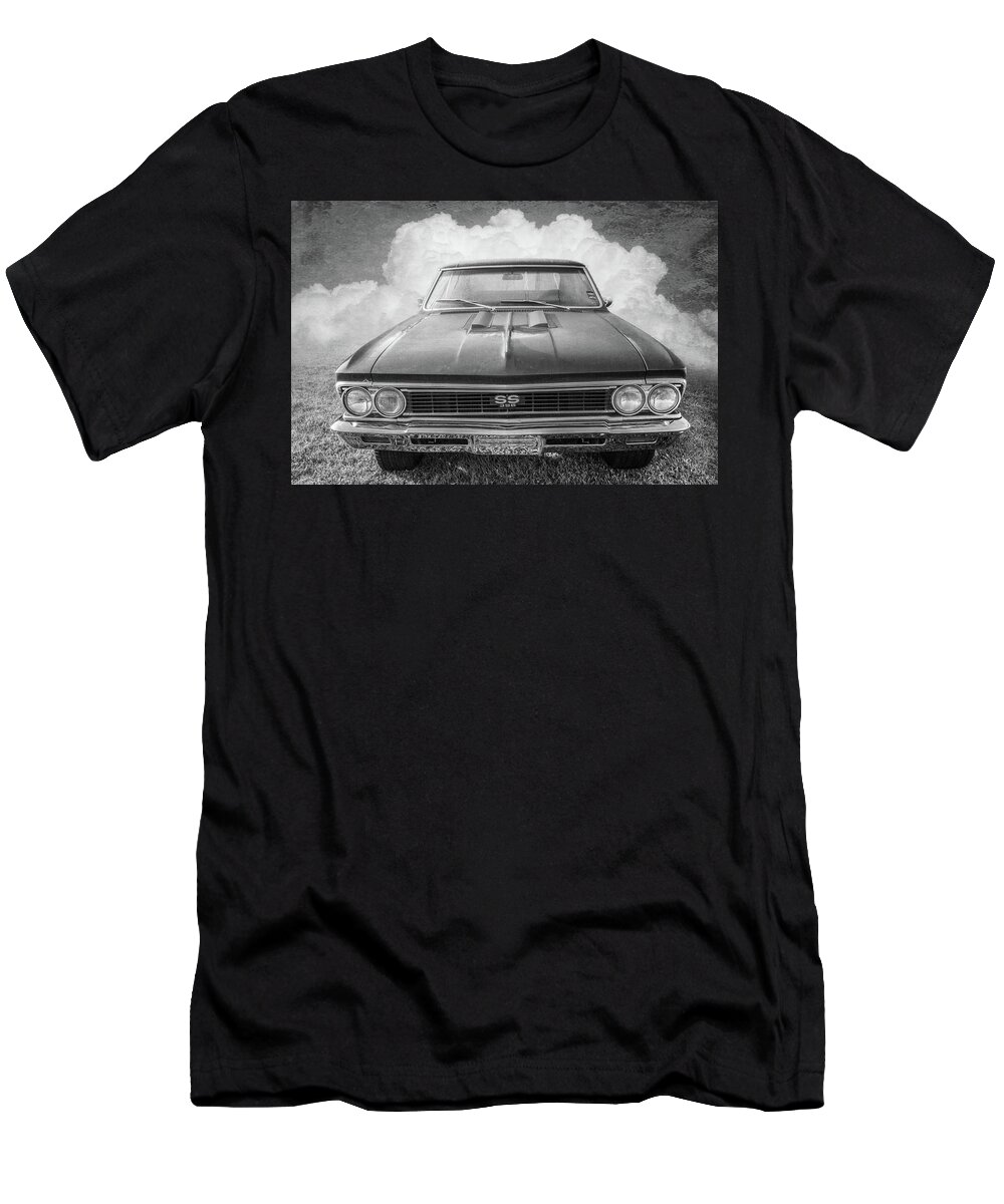 1962 T-Shirt featuring the photograph Vintage Chevy Chevelle Super Sport Black and White by Debra and Dave Vanderlaan