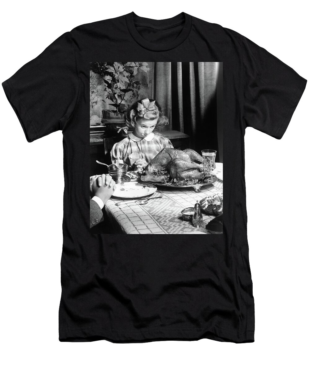 Thanksgiving T-Shirt featuring the photograph Vintage Photo depicting Thanksgiving Dinner by American School