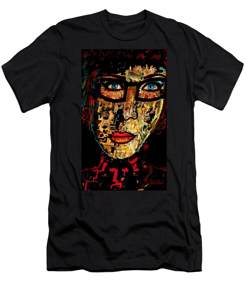 Portrait T-Shirt featuring the mixed media Visionary Insight by Natalie Holland