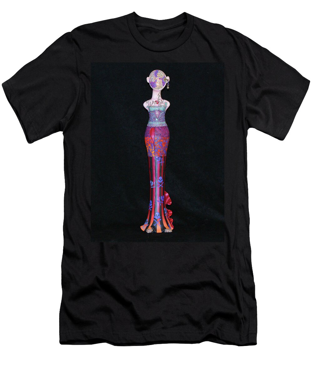 Voodoo Diva Art Doll T-Shirt featuring the mixed media VooDoo Diva by Judy Henninger