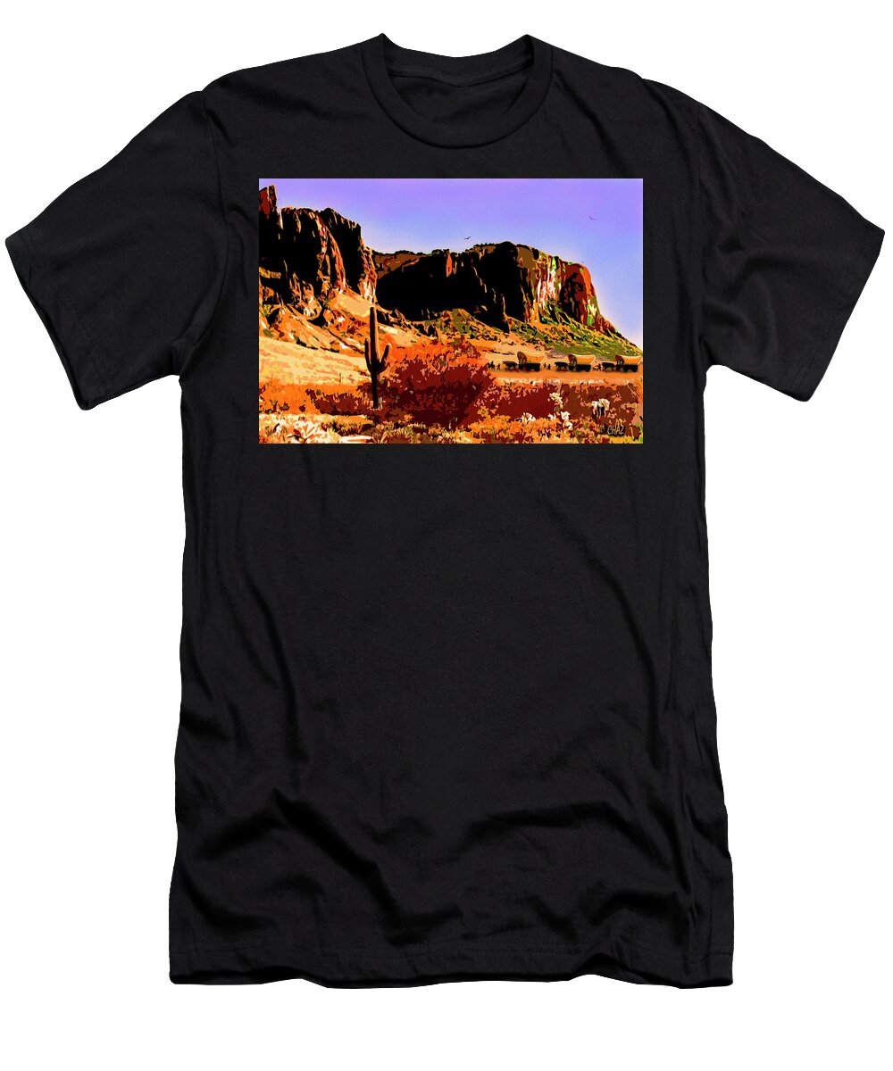 Old West T-Shirt featuring the painting Wagon Train by CHAZ Daugherty