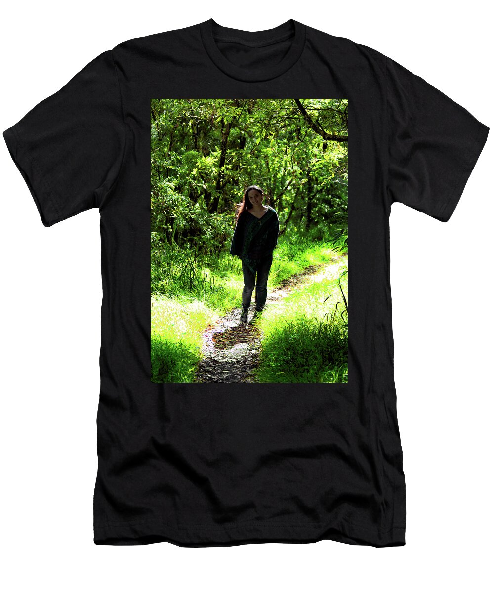 Girl T-Shirt featuring the photograph Walk In Sunlit Path by Miroslava Jurcik