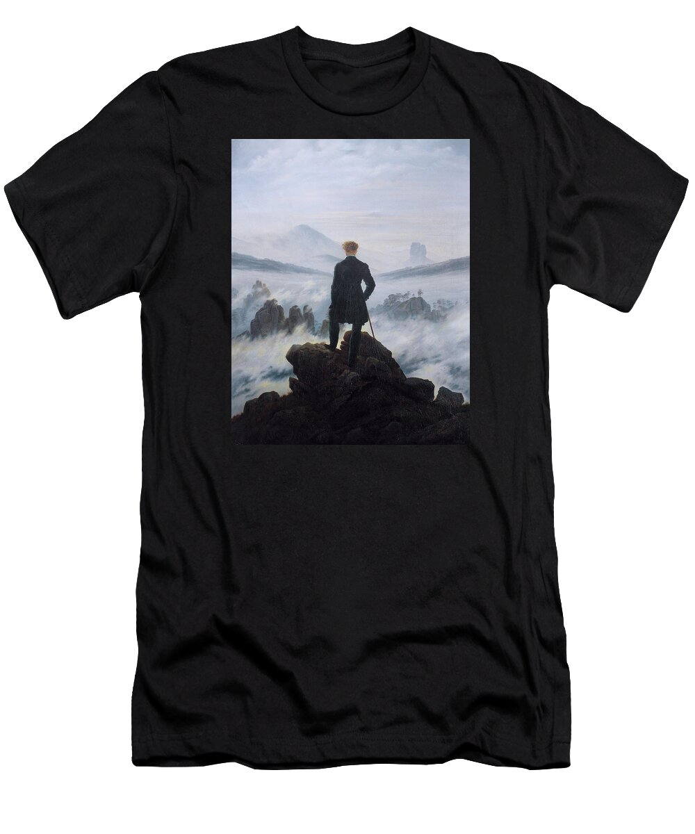 Caspar David Friedrich T-Shirt featuring the painting Wanderer Above The Sea Of Fog by Caspar David Friedrich