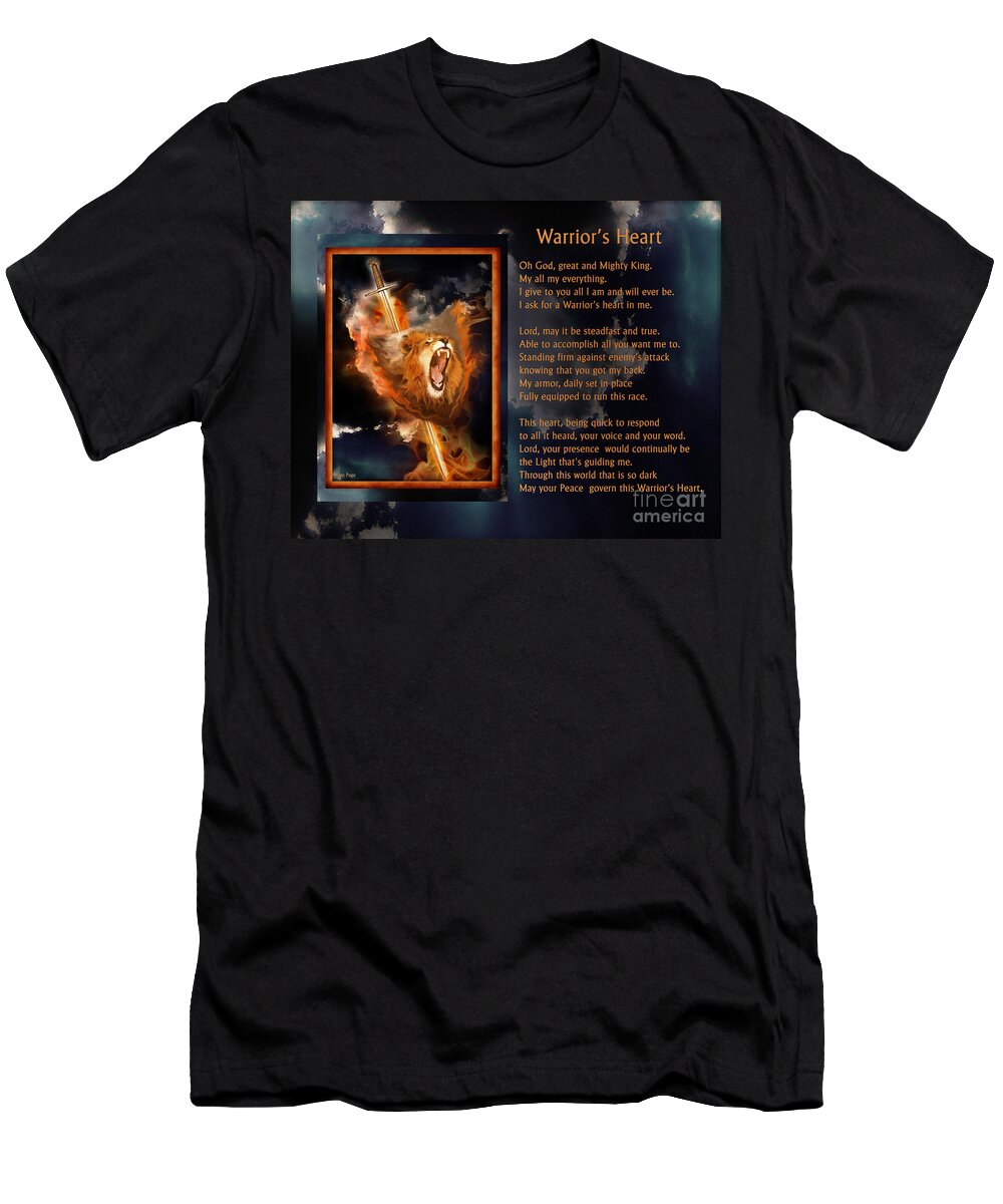 Jennifer Page T-Shirt featuring the digital art Warrior's Heart Poetry by Jennifer Page
