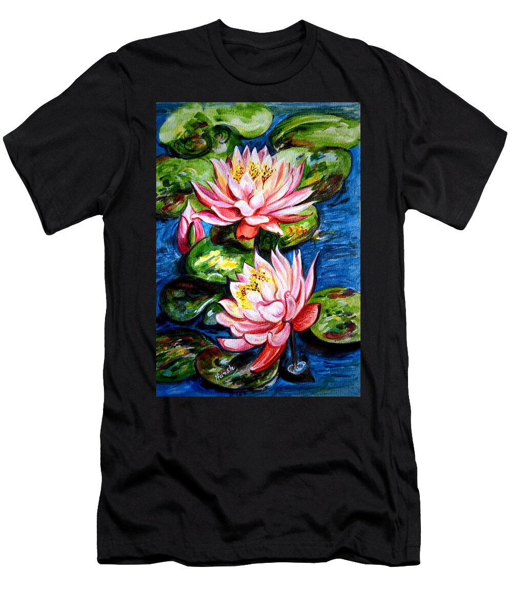 Water Lilies T-Shirt featuring the painting Water Lilies by Harsh Malik