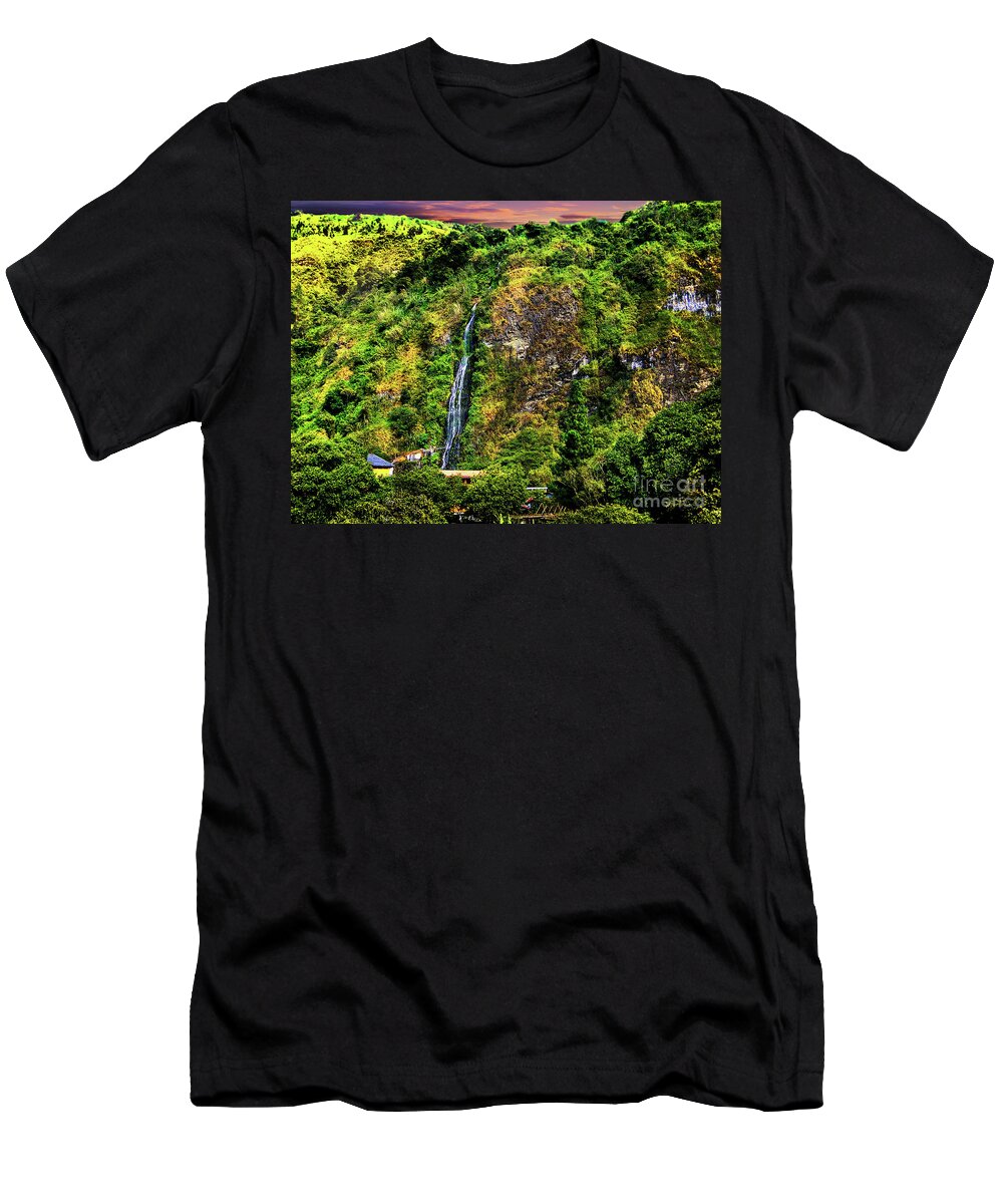 Water T-Shirt featuring the photograph Waterfall In Banos-Ambato, Ecuador II by Al Bourassa