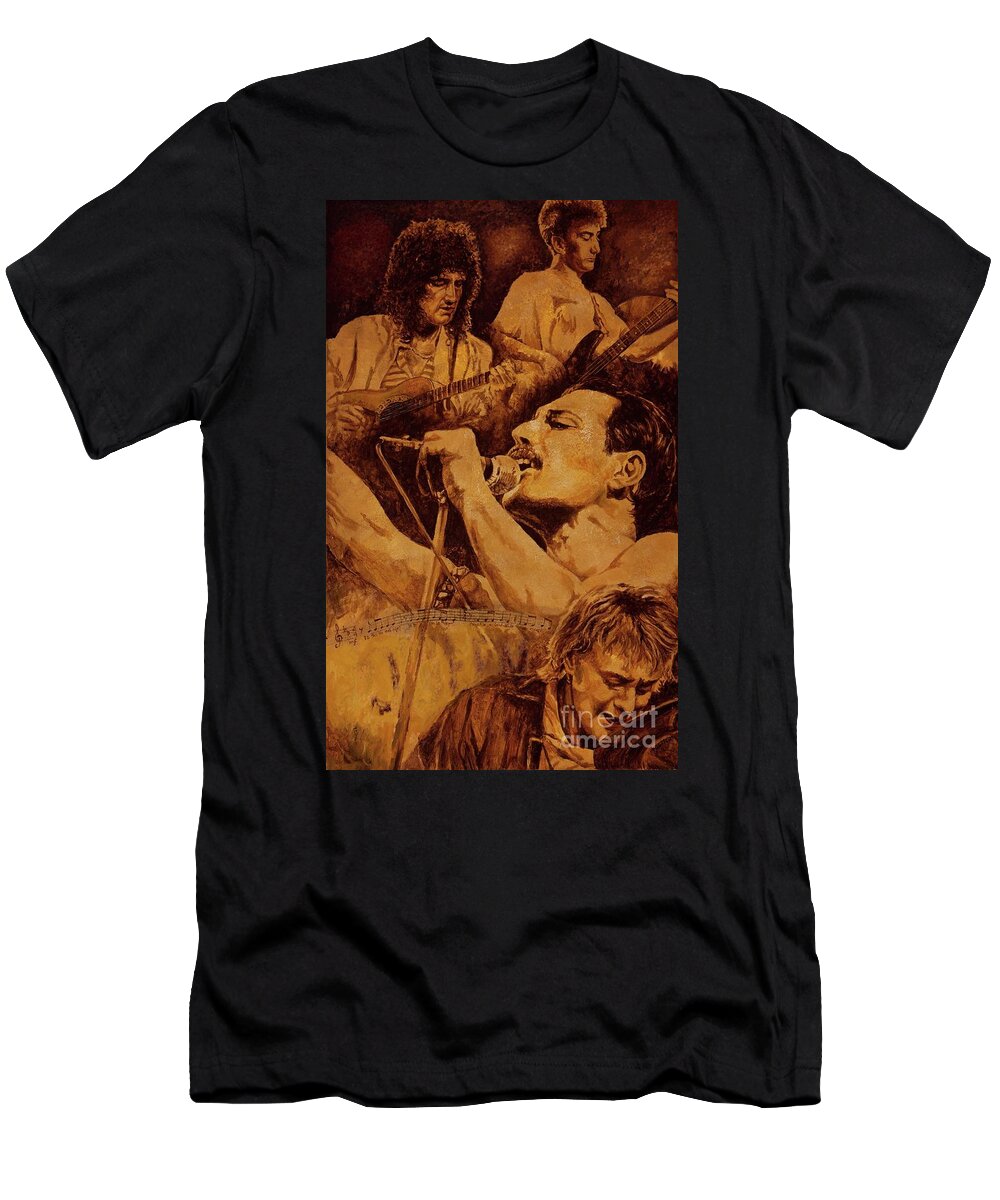 Queen T-Shirt featuring the painting We Will Rock You by Igor Postash