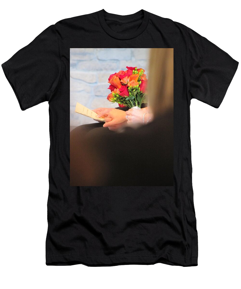 Wedding T-Shirt featuring the photograph Wedding Hands by Kelly Mezzapelle