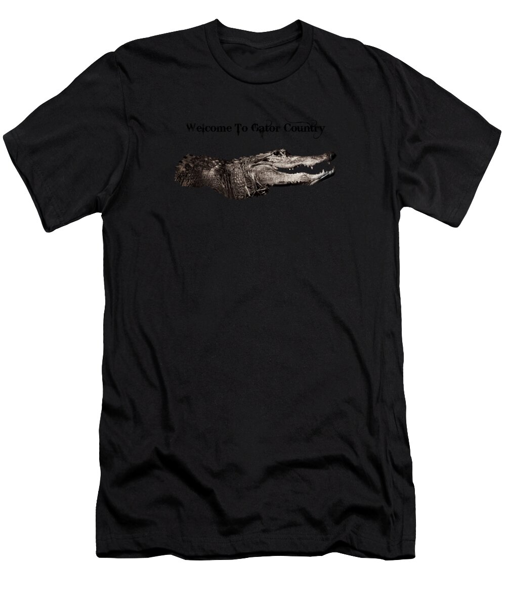 Alligator T-Shirt featuring the photograph Welcome to Gator Country by Mark Andrew Thomas