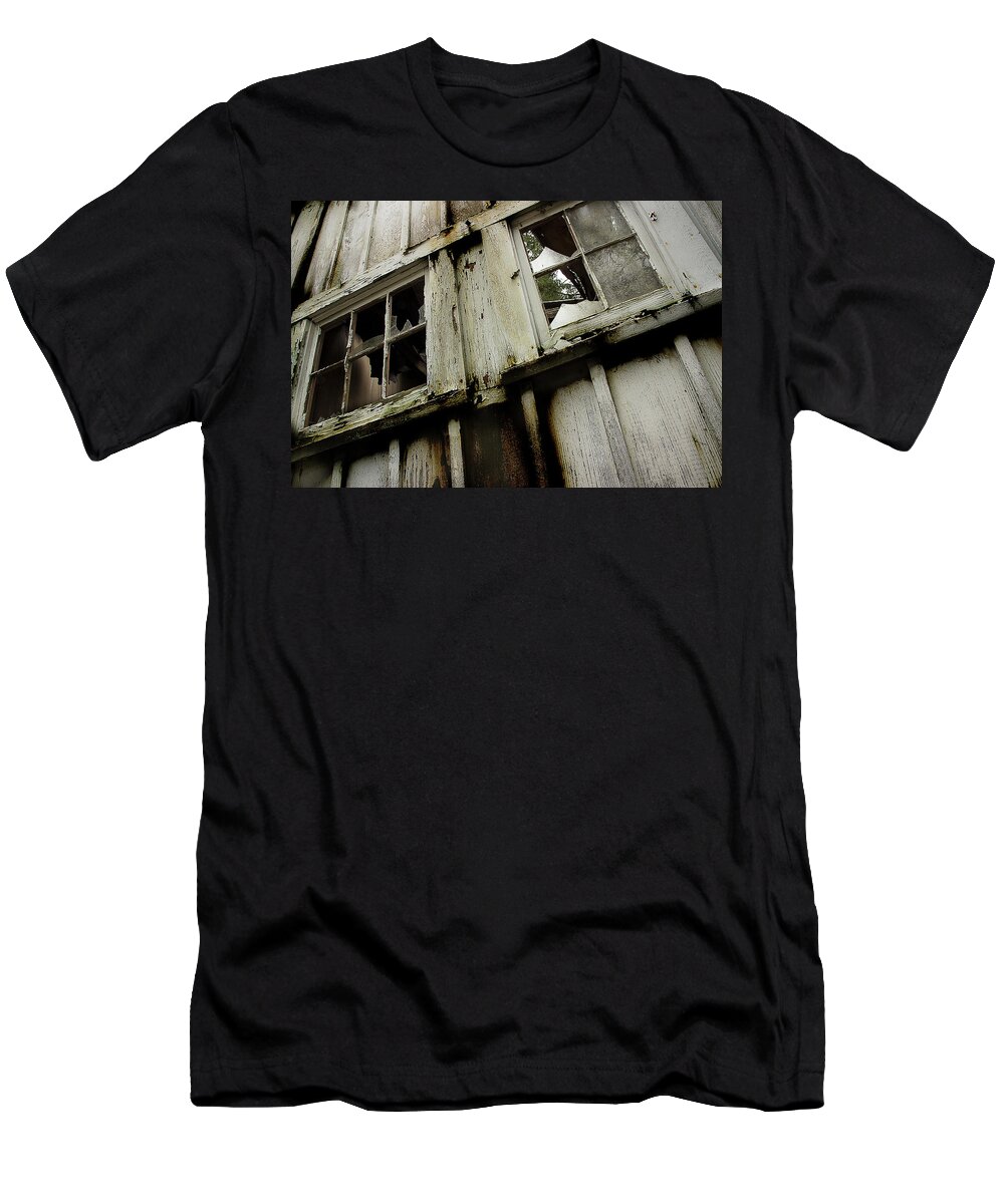 Abandoned Home T-Shirt featuring the photograph What Lies Within by Mike Eingle