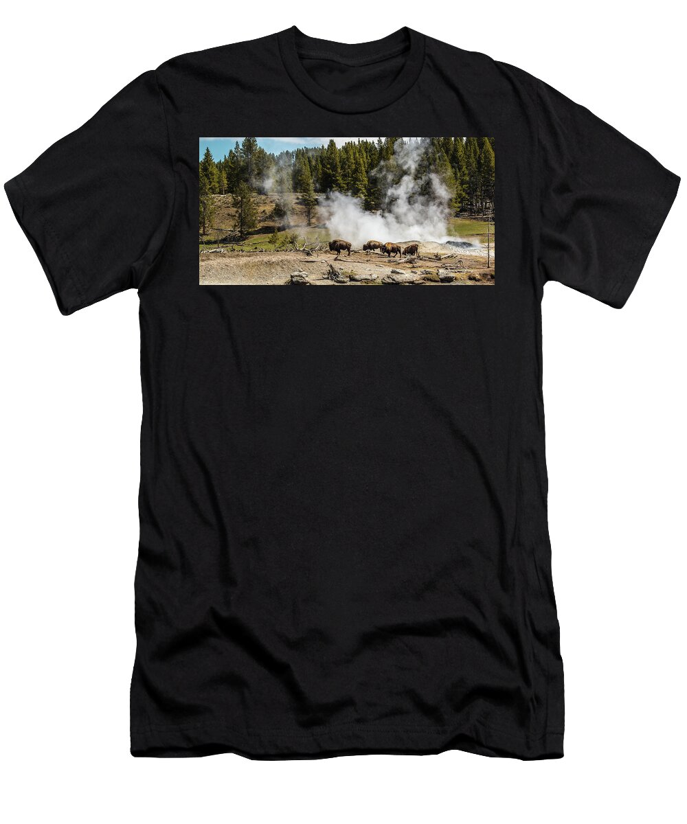 Bison T-Shirt featuring the photograph Where The Bison Roam by Yeates Photography