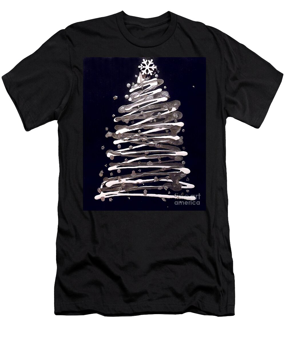 Christmas Tree T-Shirt featuring the painting White Christmas by Jilian Cramb - AMothersFineArt