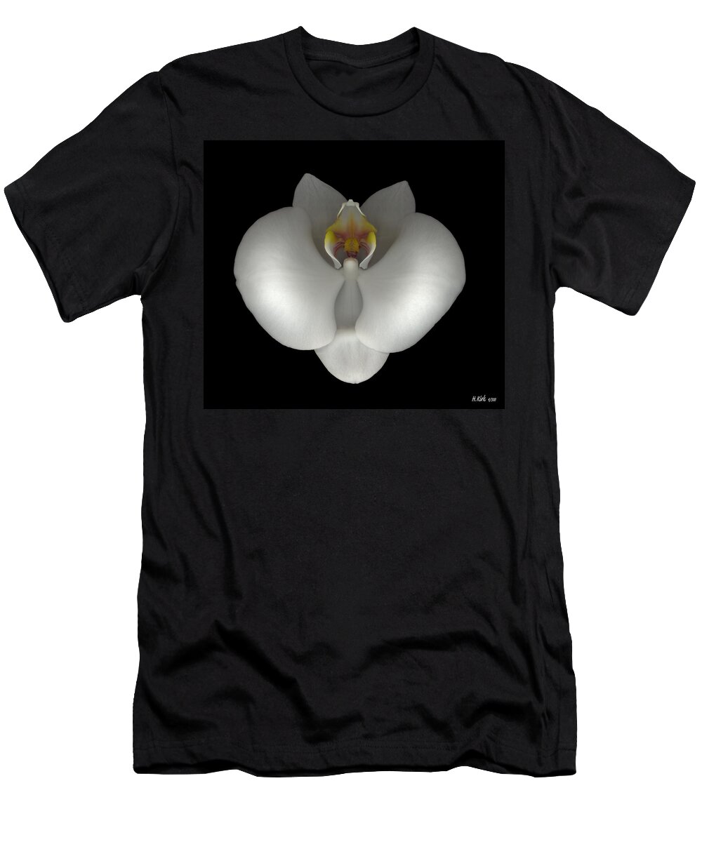  T-Shirt featuring the photograph White Orchid on Black by Heather Kirk