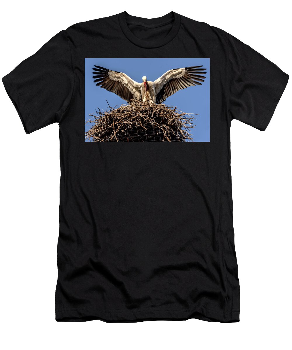 White Storks T-Shirt featuring the photograph White Storks of Fagagna 7 by Wolfgang Stocker