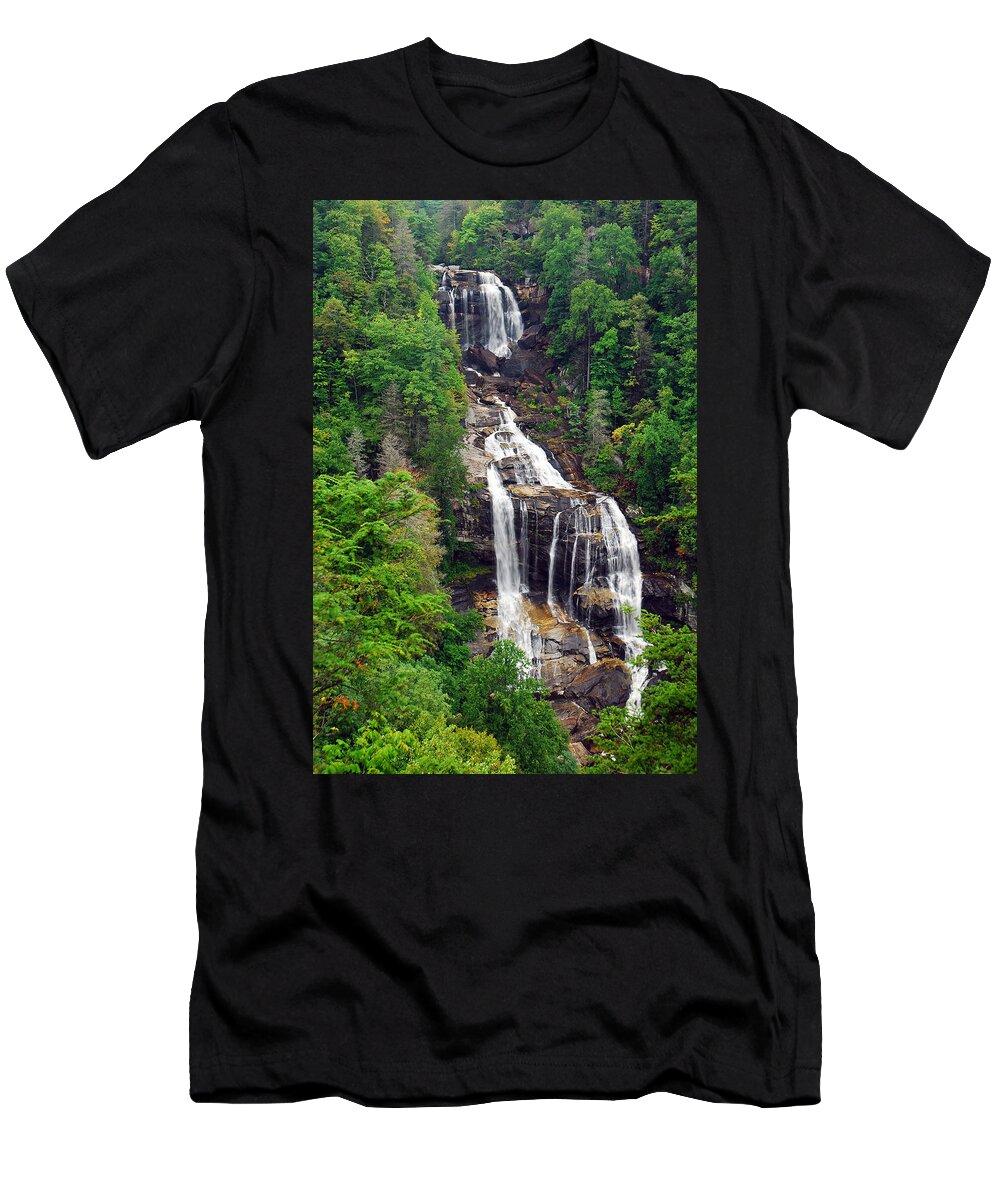 White T-Shirt featuring the photograph Whitewater Falls by James Kirkikis