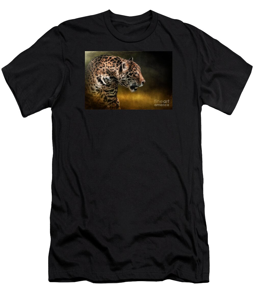 Jaguar T-Shirt featuring the photograph Who Goes There by Lois Bryan