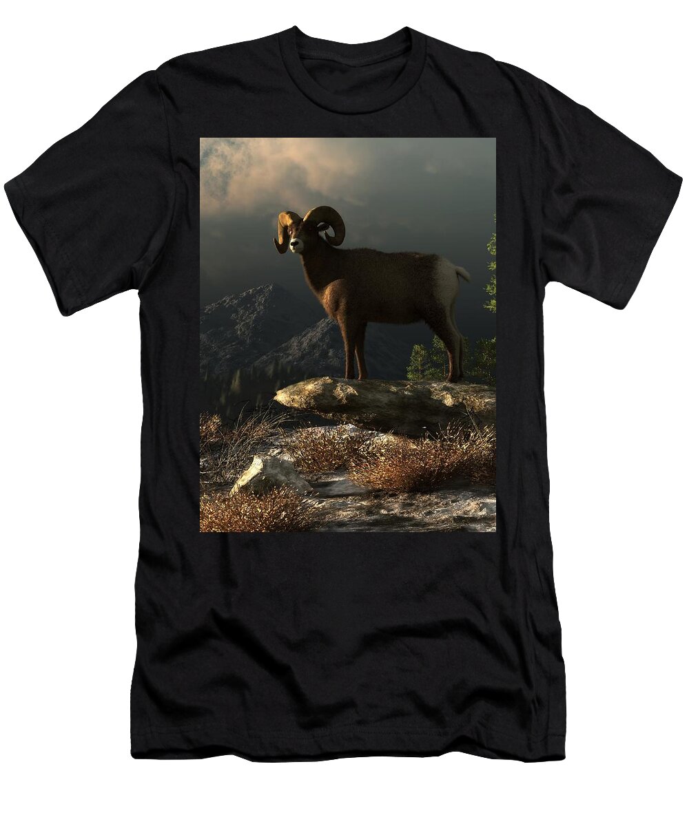 Ram T-Shirt featuring the digital art Wild Ram by Daniel Eskridge