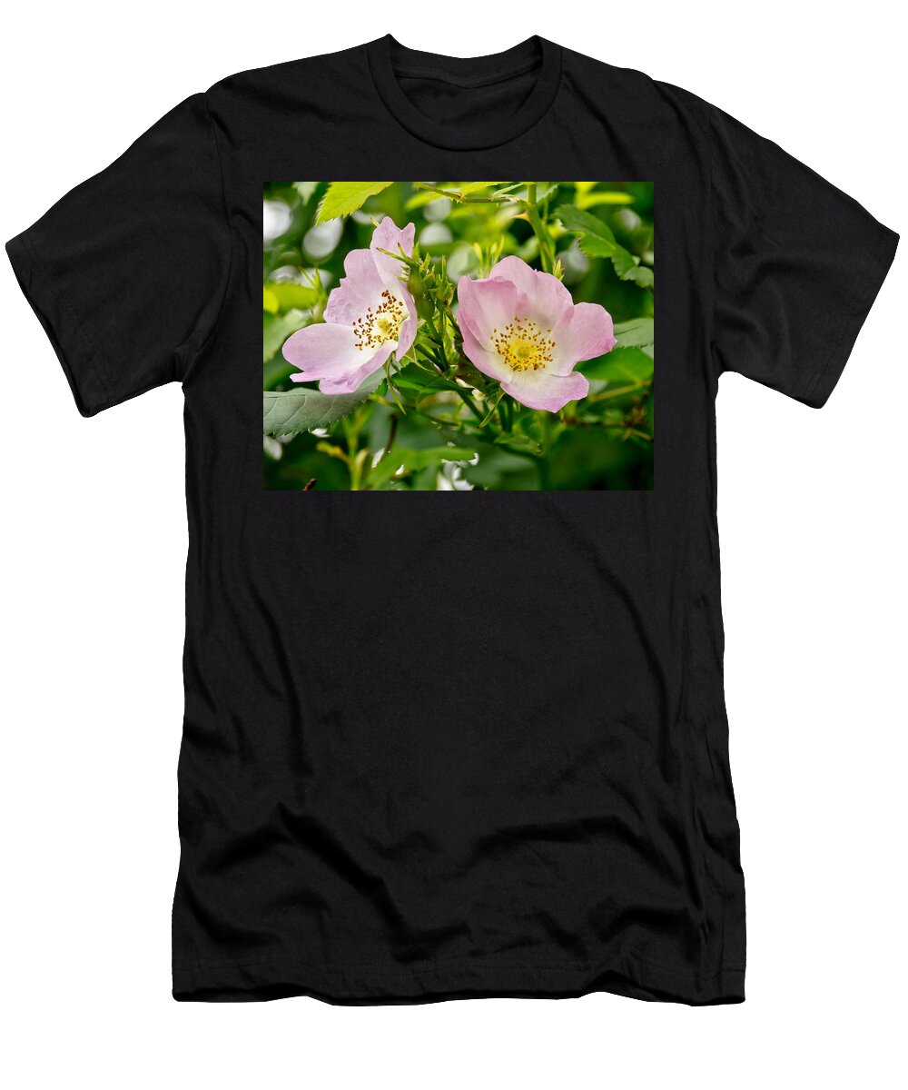Wild Roses T-Shirt featuring the photograph Wild Roses. Duo. by Elena Perelman