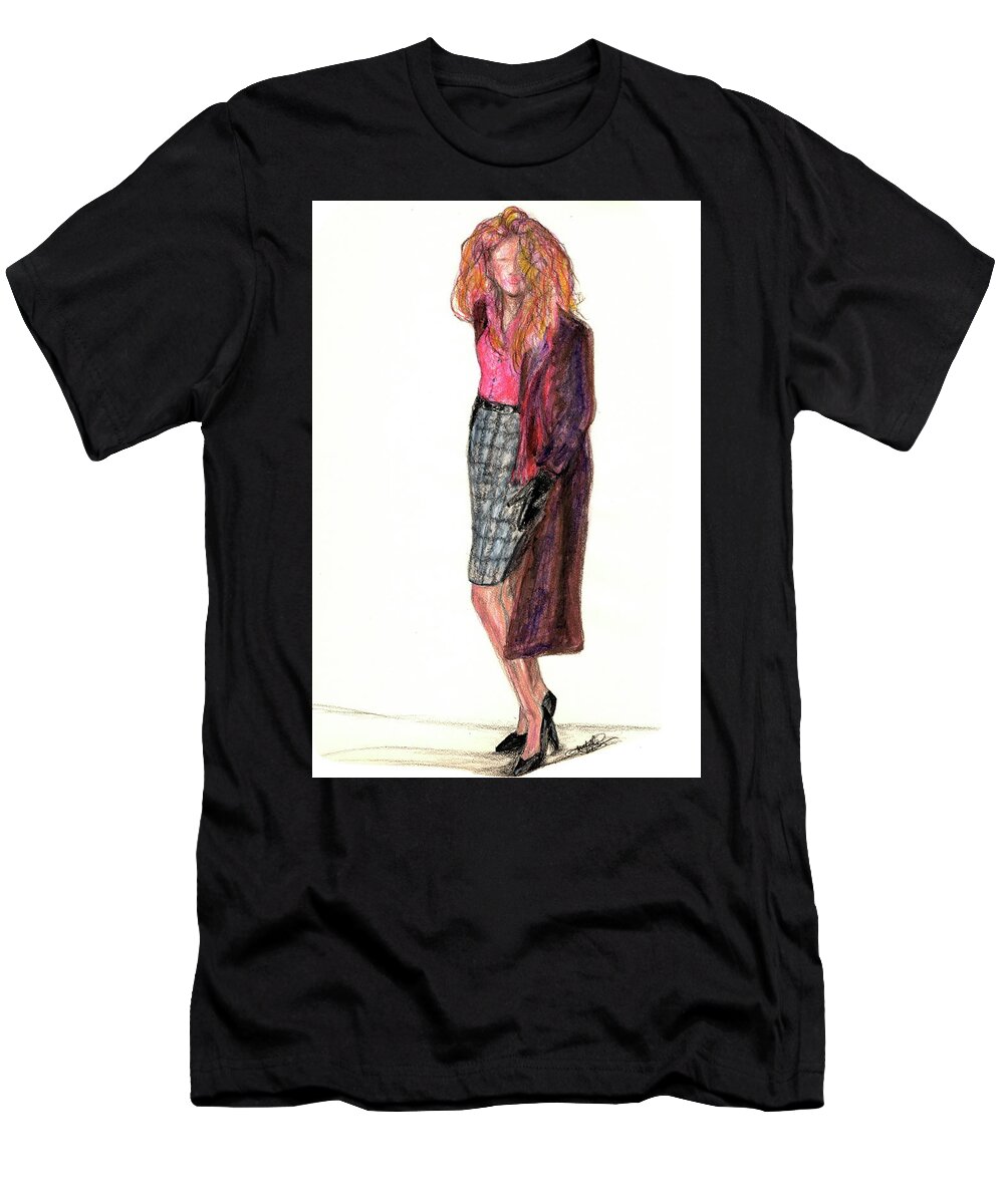 Girl T-Shirt featuring the mixed media Wild Woman by Michelle Gilmore