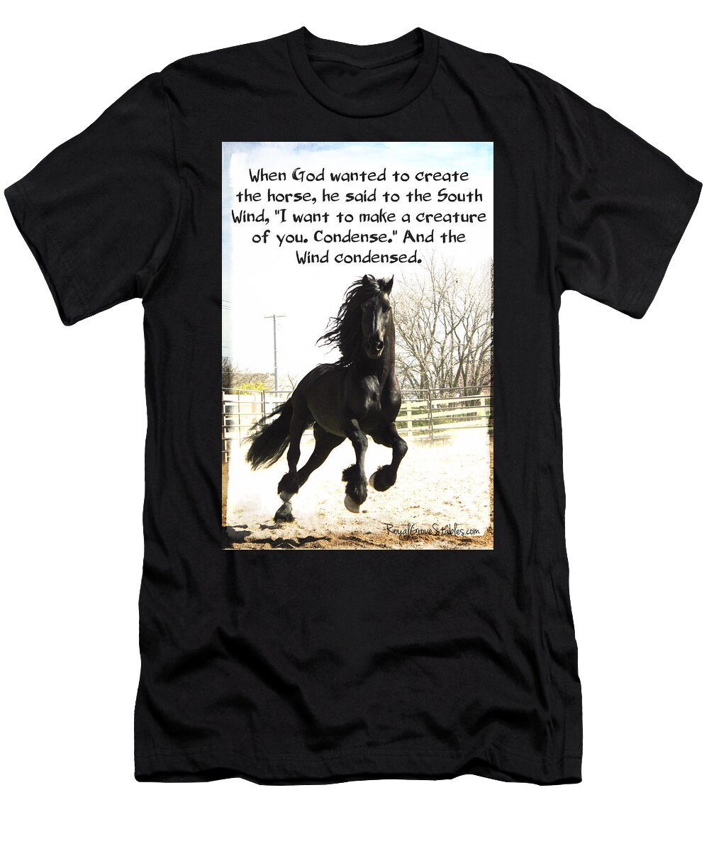 Friesian Stallion T-Shirt featuring the photograph Wind in Your Mist by Carol Whitaker