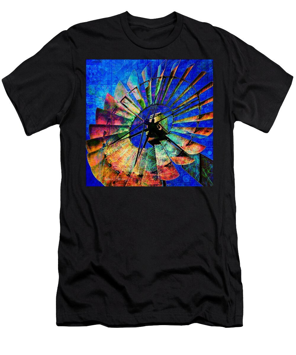 Windmill T-Shirt featuring the digital art Windmill Power by Barbara Berney