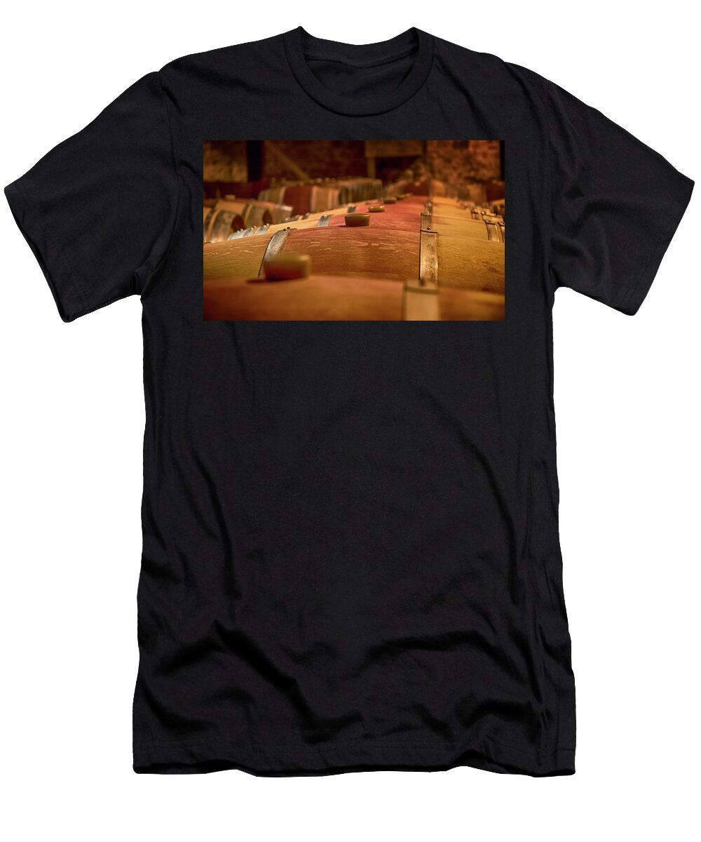 Wine T-Shirt featuring the photograph Wine Barrels by Mick Burkey