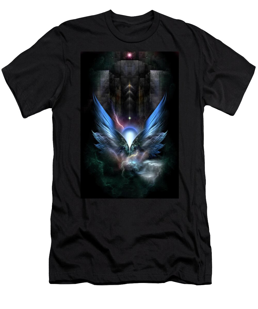 Wings T-Shirt featuring the digital art Wings Of Light Fractal Composition by Rolando Burbon