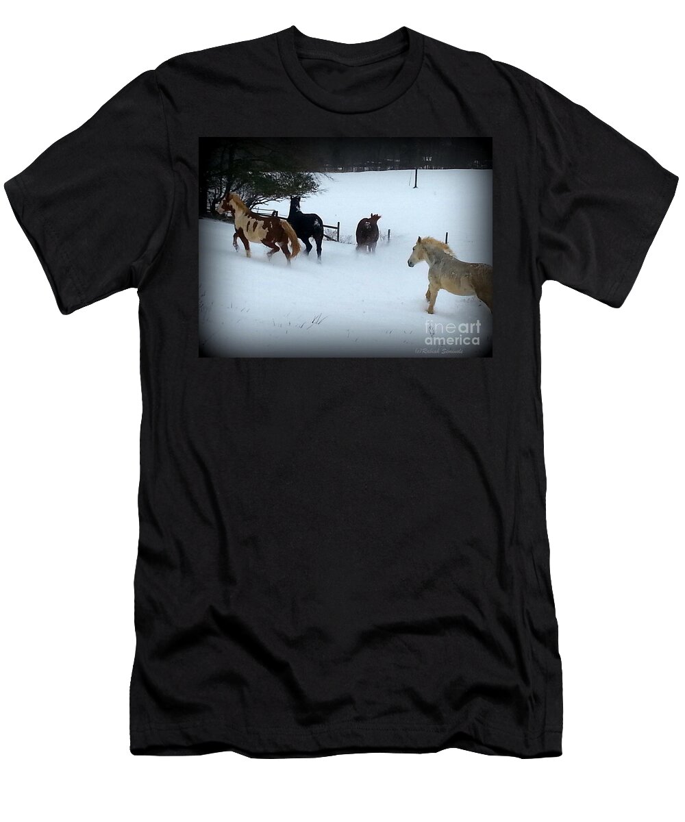 Horses T-Shirt featuring the photograph Winter Snow by Rabiah Seminole