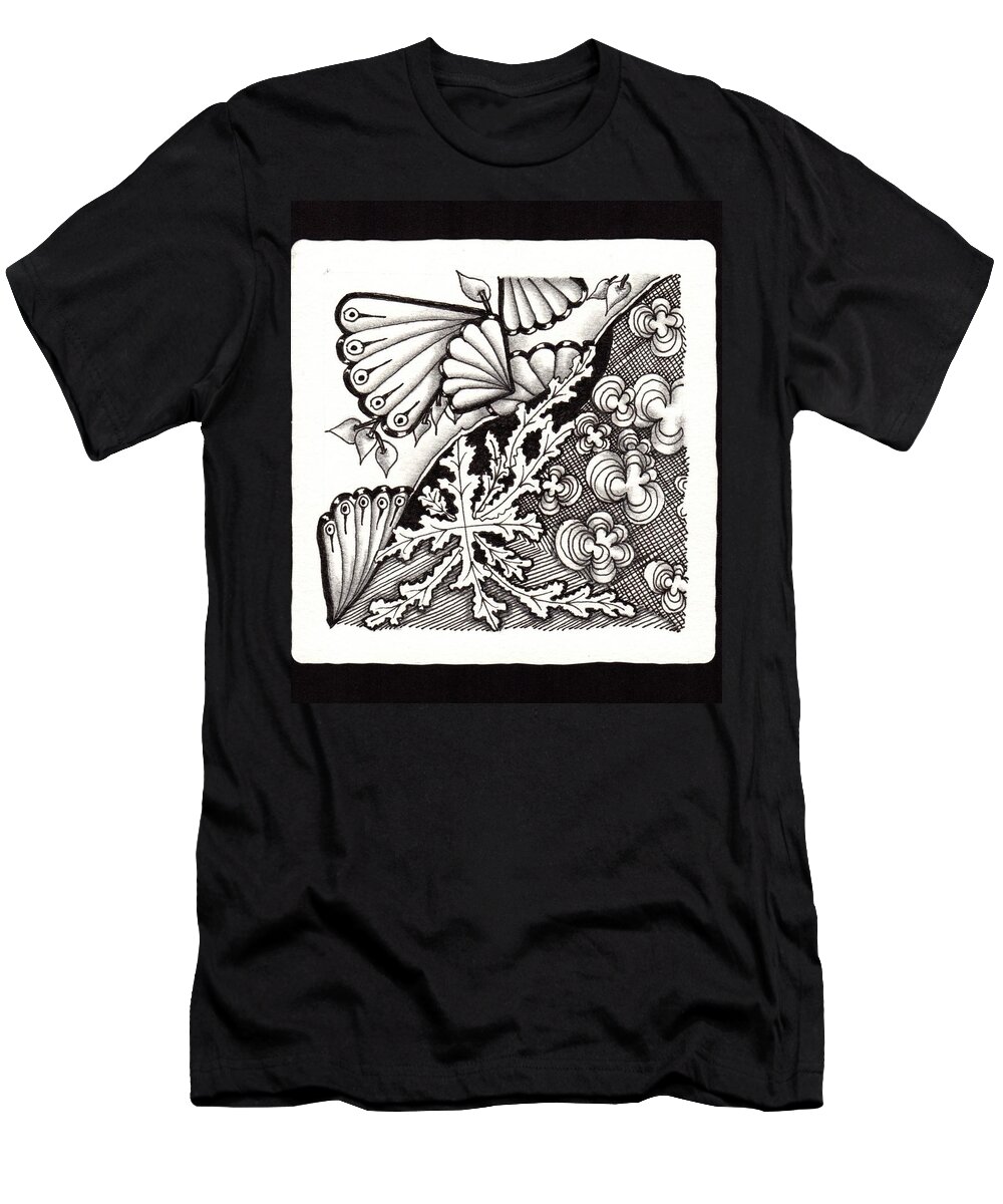 Zentangle T-Shirt featuring the drawing Winter Spring Summer 'n Fall by Jan Steinle