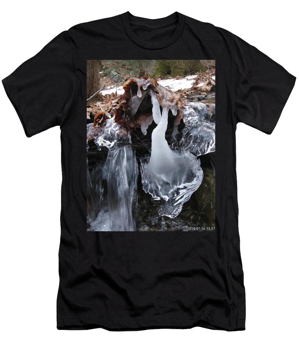 Nature T-Shirt featuring the photograph Winter Water Flow 5 by Robert Nickologianis