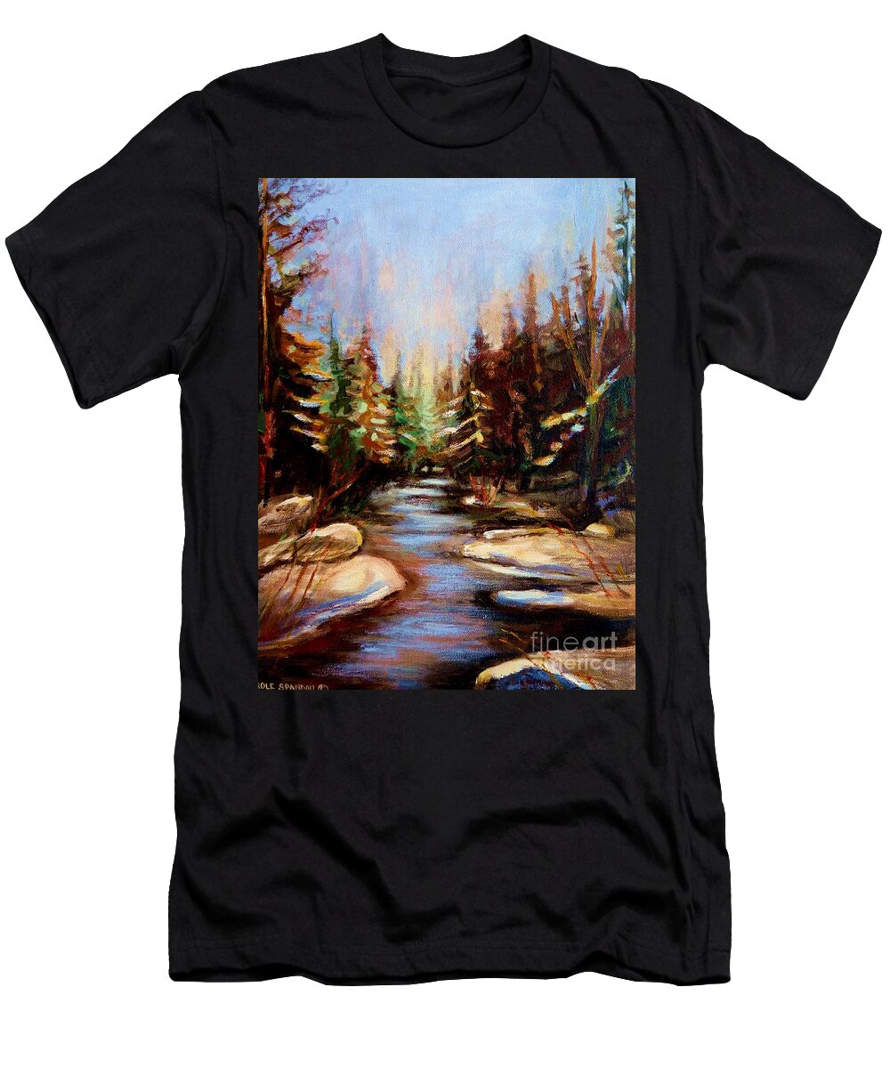 Winter T-Shirt featuring the painting Winterstream by Carole Spandau