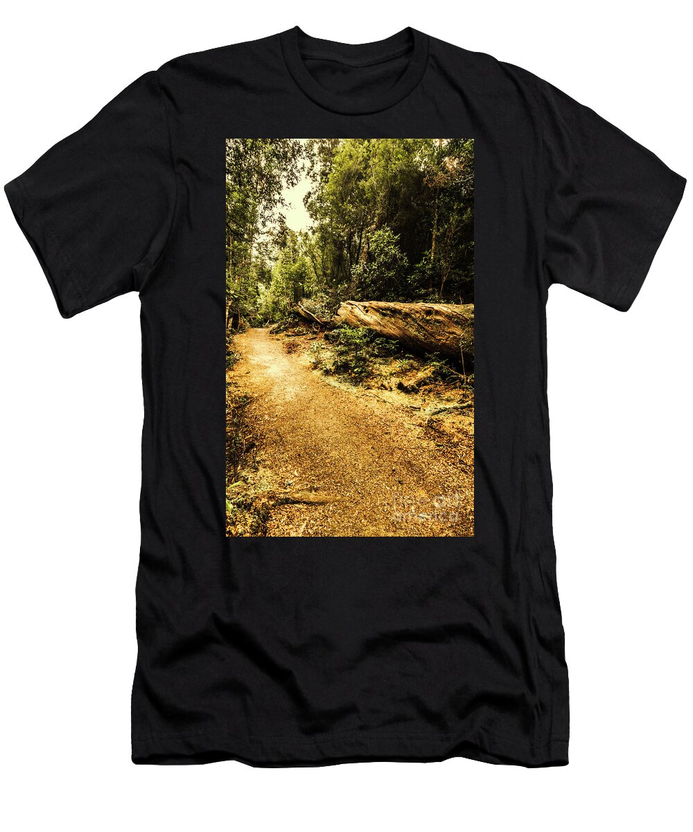 Log T-Shirt featuring the photograph Woodland nature walk by Jorgo Photography