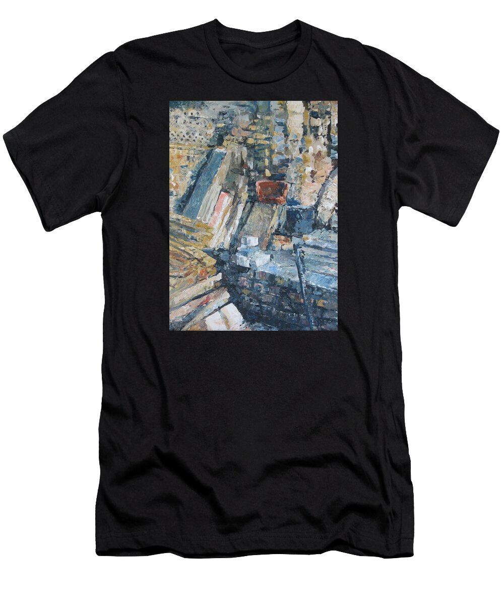 Abstract T-Shirt featuring the painting Working to Abstraction by Connie Schaertl